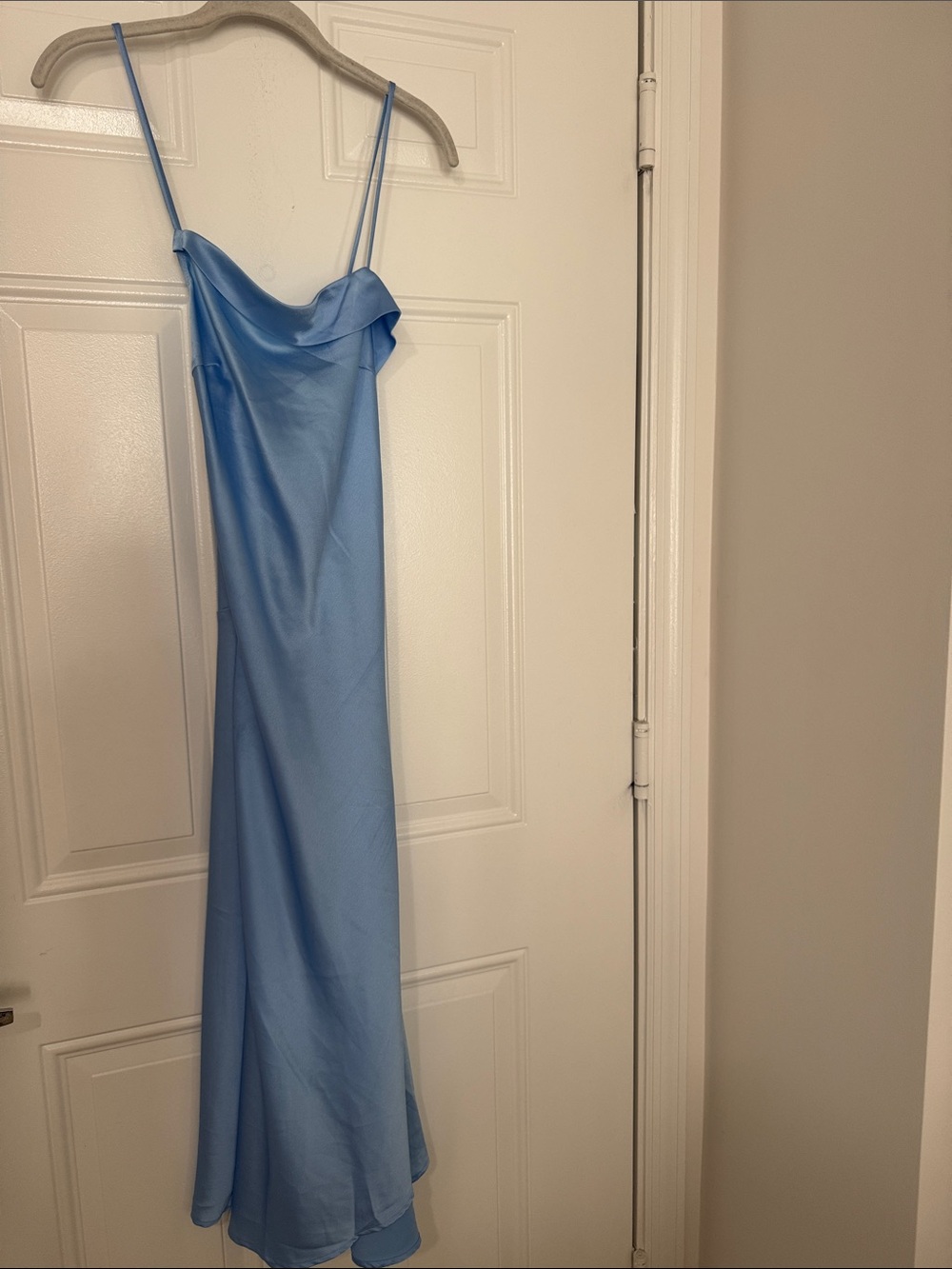 Astr Sky Blue Cowl Neck Slip Midi Dress